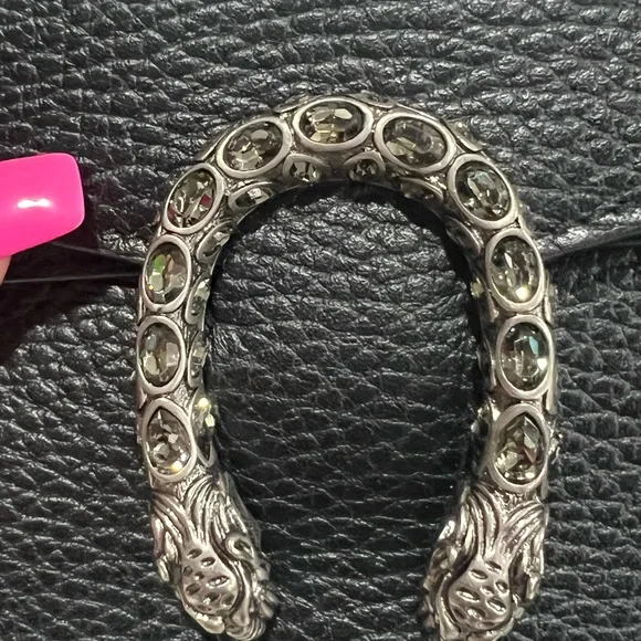 Gucci Black Leather Clutch with Silver Chain - Picture 4 of 8